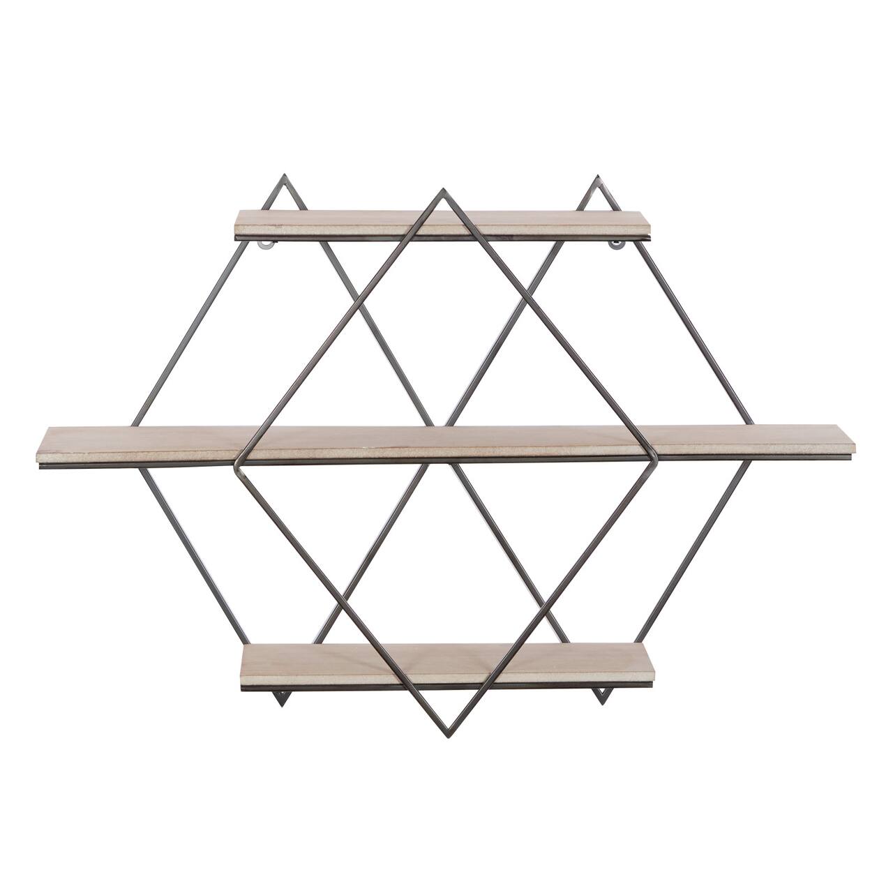 Brown Wood Contemporary Wall Shelf, 20" x 30" x 7"